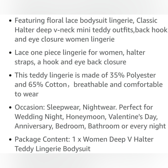 Avidlove Deep V Lingerie Lace Teddy One Piece Babydoll Mini Bodysuit - Picture 10 of 13